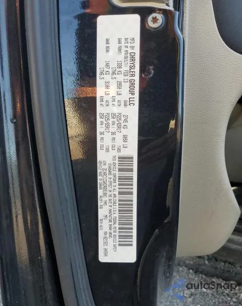 2013 Chrysler Town & Country Touring L z USA, uszkodzony, nr VIN 2C4RC1CG0DR691801